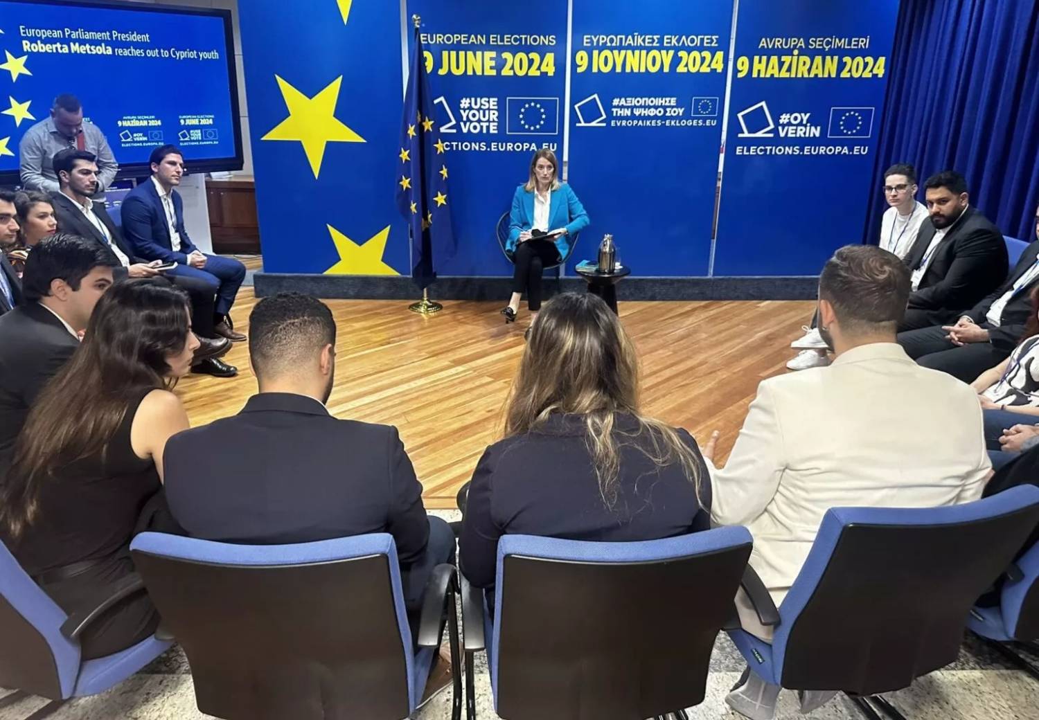 Metsola discusses European elections with Greek Cypriot and Turkish Cypriot youth