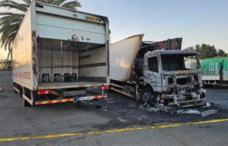 Two lorries damaged by fire in Paphos